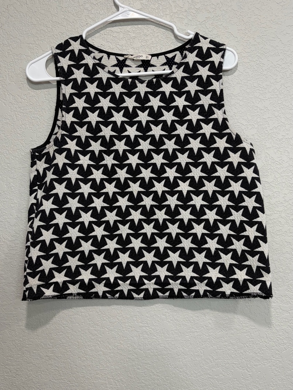 Mango Black & White Star Knit Tank